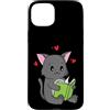 Reading Book Hobby Shelf Library smart e Custodia per iPhone 15 Plus Cat legge un libro dalla biblioteca