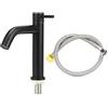 Fdit Rubinetto per lavabo da bagno in acciaio inossidabile Maniglia ergonomica Rubinetto per acqua fredda singolo con tubo per bagno
