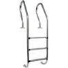 Gre 126674 - Scala di sicurezza per piscine interrate in legno - Acciaio inossidabile, gradini antiscivolo e sistema di sicurezza per bambini