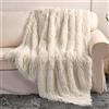 YUSOKI Coperta Invernale Spessa in Finta Pelliccia, 2 Strati, 127 x 152 cm, Soffice Coperta per Divano Letto (Panna, Copriletto) 50 x 152 cm