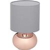 Relaxdays Lampada da Comodino con Funzione Touch Regolabile, Moderna, 3 Livelli, con Cavo, HxD: 28 x 18 cm ca., Rame