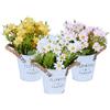 Relaxdays Set 3 Piante Finte da Interno, Piantine Fiori Artificiali in Vaso, Crisantemi HxD 20x15 cm, Giallo Bianco Rosa