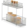 Relaxdays Organizer per Armadietti Cucina, Organizzatore Estraibile, 2 Cestelli, in Metallo, 40 x 15 x 46 cm, Argentato