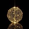Relaxdays Sfera di Luci a LED, Lampada Decorativa Fili Luminosi, da Appendere o Appoggiare, Cavo Lungo, Ø 25 cm, Argento