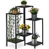Relaxdays Scaffale Portapiante a 6 Ripiani, Supporto per Vasi Fiori, Scala per Piante HLP: 81x55x55 cm, Metallo, Nero