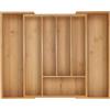 Relaxdays Portaposate da Cassetto Allungabile, Divisorio a 5-7 Scomparti per Posate, 5x29,5-47,5x38 cm, bambù, Naturale