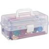 Relaxdays Scatola Trasparente Plastica, 9 Scomparti Per Oggetti, Maniglia e Chiusura A Scatto, HLP 14,5x33x19 cm, Bianco