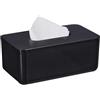 Relaxdays Contenitore per Fazzoletti con Coperchio in bambù, per Salviettine Igieniche, HLP 10x23x13 cm, Plastica, Nero