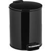 Relaxdays Pattumiera Bagno, 5 L, Cestino Cosmetici, Pedale e Chiusura Soft-Close, Cesto Interno Rimovibile, Ferro, Nero