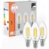 Eglo - Set di 3 lampadine a LED E14, lampadine a forma di candela per illuminazione retrò, 7 W ciascuna, luce bianca calda, 2700 K, trasparenti, attacco Edison C35, diametro 3,5 cm