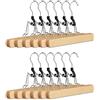 Relaxdays Set 12 Grucce con Morsetto in Legno, Pinze per Pantaloni & Gonne, Ganci Girevoli a 360°, HLP: 17x25x2,3 cm, Beige
