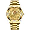JewelryWe Orologio design New Golden Cavaliere, Business Casual Orologio elegante, 3 Occhi decorativi, Quadrante nero/oro/bianco attraente, Orologi da uomo cinturino colore Oro