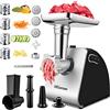 Nictemaw 2000 W tritacarne elettrico macchina salsiccia professionale con riempimento salsicce accessorio biscotti 3 piastre perforate in acciaio inox 4 coltelli conici, per carne