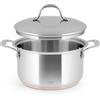 H&H Casseruola Alta in Acciaio Inox e Rame, 2 Manici, 18cm, Con Coperchio