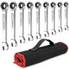 HYCHIKA BETTER TOOLS FOR BETTER LIFE HYCHIKA - Set di chiavi a cricchetto, 9 pezzi, chiavi combinate a 72 denti, ingranaggi a cricchetto da 6-19 mm, set di chiavi combinate a testa fissa, in borsa arrotolata