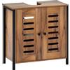 HOMCOM Mobile Sottolavabo 2 Ante a Doghe con Chiusura Magneticae Ripiano Regolabile, 60x30x60 cm, Marrone Rustico | Aosom Italy