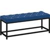 HOMCOM Panca ai piedi del letto Imbottita con Base in Metallo per Camera, Ingresso e Soggiorno, 117x40x48 cm, Blu | Aosom Italy