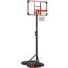 SPORTNOW Canestro da Basket con Altezza Regolabile, Ruote e Base Riempibile per Adolescenti e Adulti, 75x56x240 cm, Rosso e Nero | Aosom Italy