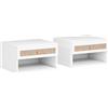 HOMCOM Set di Comodini Sospesi con Cassetto in Rattan e Ripiano Aperto per Camera, 40x34x23 cm, Bianco | Aosom Italy