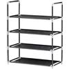 Baroni Home Scarpiera Salvaspazio in TNT, Mobile per Scarpe con Struttura in Ferro per Camera da Letto, Cabina Armadio, Corridoio, Nero, 4 Ripiani, 57x28x72 cm