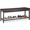 Relaxdays Panca Scarpiera XXL Imbottita, Pelle PU, Aperta, Ripiano per Scarpe, Metallo, HxLxP: 49x115x40 cm, Marrone