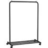 SONGMICS Stand Appendiabiti in Metallo, Attaccapanni con Ruote, Ripiano Portaoggetti, Barra Regge fino a 40 kg, Nero HSR25BK