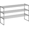 SONGMICS Scarpiera a 3 Ripiani, Scaffale Portascarpe in Metallo, per 16-20 Paia di Scarpe, Verticale o Capovolto, Impilabile, Ingresso, 30 x 92 x 55 cm, Grigio LSA303G01