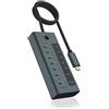 RaidSonic ICY BOX IB-HUB1457-C31 USB 3.2 Gen 1 (3.1 Gen 1) Type-C 10000 Mbit/s Blu, Grigio