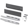 Emuca - Kit cassetto per cucina o bagno con regolazione 3D, altezza 131 mm, profondità 300 mm, 40 Kg, chiusura soft, pannelli no inclusi, Acciaio, grigio antracita