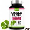 VROODY Compresse di Ginkgo Biloba da 6000 mg, 365 pezzi - Miglior rapporto qualità-prezzo, complesso vitaminico B, senza additivi, prodotto in Austria, vitamina B12