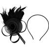 Daleweo Fascinator Con Piume, Fermaglio Per Capelli e Cerchietto Da Donna, Elegante Accessorio Per Capelli In Rete Di Piume Per Matrimoni, Feste Nuziali, Corse, Con Cerchietto e Fermaglio, Nero, Retrò
