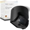 SSC-LUXon LOXIR Rilevatore di movimento nero IP54 per soffitto e parete girevole - Sensore di movimento da parete con rilevamento di 180 e 360 gradi, 12 m