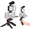 Andoer Kit Vlog Per Smartphone, Mini Luce Video Led + Microfono Cardioide + Clip Per Telefono Estensibile + Treppiede Con Luminosità Regolabile Per Live Streaming Vlog Riprese Video Videoconferenza