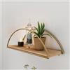 LBSIGN Mensola A Parete Stile Industrial Oro E Legno 41x17x16 Cm Rafi