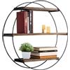 LBSIGN Mensola A Parete Tonda D62 Cm Stile Industrial In Ferro E Legno Naturale Tulipa