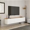 LBSIGN Mobile TV Sospeso 150 Cm 3 Ante A Ribalta West Bianco Con Top Legno