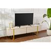 LBSIGN Mobile TV Da Terra 180 Cm A 2 Ante Effetto Travertino E Piedini Oro Serena