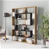 LBSIGN Libreria A Parete Effetto Legno 120x22xh156 Cm Design Moderno Esteban Rovere E Nero