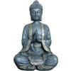 Relaxdays Statua Buddha in Preghiera, Resistente alle intemperie e al Gelo, Bronzo-Oro, 38 x 23 x 16 cm