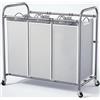 ROMOON Cesto portabiancheria a 3 sezioni, resistente, con ruote e fodere rimovibili, organizer salvaspazio per lavanderia, appartamento, dormitorio, armadio (grigio)