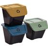 Dea Home Set 3 Pattumiere EcoBin 30L in Plastica - Raccolta Differenziata 39 x 39 Cm H 33 Cm