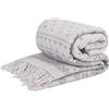 LYHome Coperta in Lana Merinos - Copriletto Plaid per Letto Divano, Singolo Una Piazza e Mezza Matrimoniale, Coperte Per Invernale Estiva Morbida Calda e Grande (140x200 cm, Grigio - Bianco Renna)