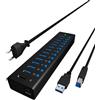 ICY BOX IB-AC6113 USB 3.2 Gen 1 [3.1 Gen 1] Type-B 5000 Mbit/s Nero (Hub 13-Port