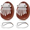 EASTROCK Mini Kalimba a 8 tasti, pianoforte da dito con ciondolo accessorio, squisiti ornamenti per pianoforte, regalo di Natale per principianti (2 confezioni)