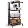 Hocomay Rack HiFi a 4 livelli in legno e ferro per giradischi, impianto audio, impianto stereo, adatto per soggiorno e studio 28D x 42W x 81H cm, nero/marrone