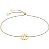 CARISSIMA Bracciale da donna in oro giallo 9 ct con bussola da 9,8 mm e catena regolabile a cursore, 23 cm