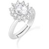 AMEN Gioielli, Anello Royal Lady, Anello Donna Argento 925, Rodiato con Zirconi Bianchi, Anello regolabile per misure dalla 18 alla 20, Regalo Donna, Made In Italy