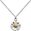Dew - Collana con ciondolo a forma di margherita, in argento Sterling, placcata in oro, lunghezza: 45,7 cm