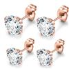 day berlin day.berlin orecchini a perno White da donna placcati oro rosa 18k, set da 4 con zirconi bianchi 6mm e 8mm, acciaio inox 316L, senza nichel e resistenti all'acqua