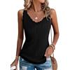 Gyabnw Maglietta Canotta da Donna Elegante T-Shirt Senza Maniche Lavorata Canottiera a Maglia con Scollo a V Camicetta Tank Top Moda Casual in Tinta Unita Nero,L